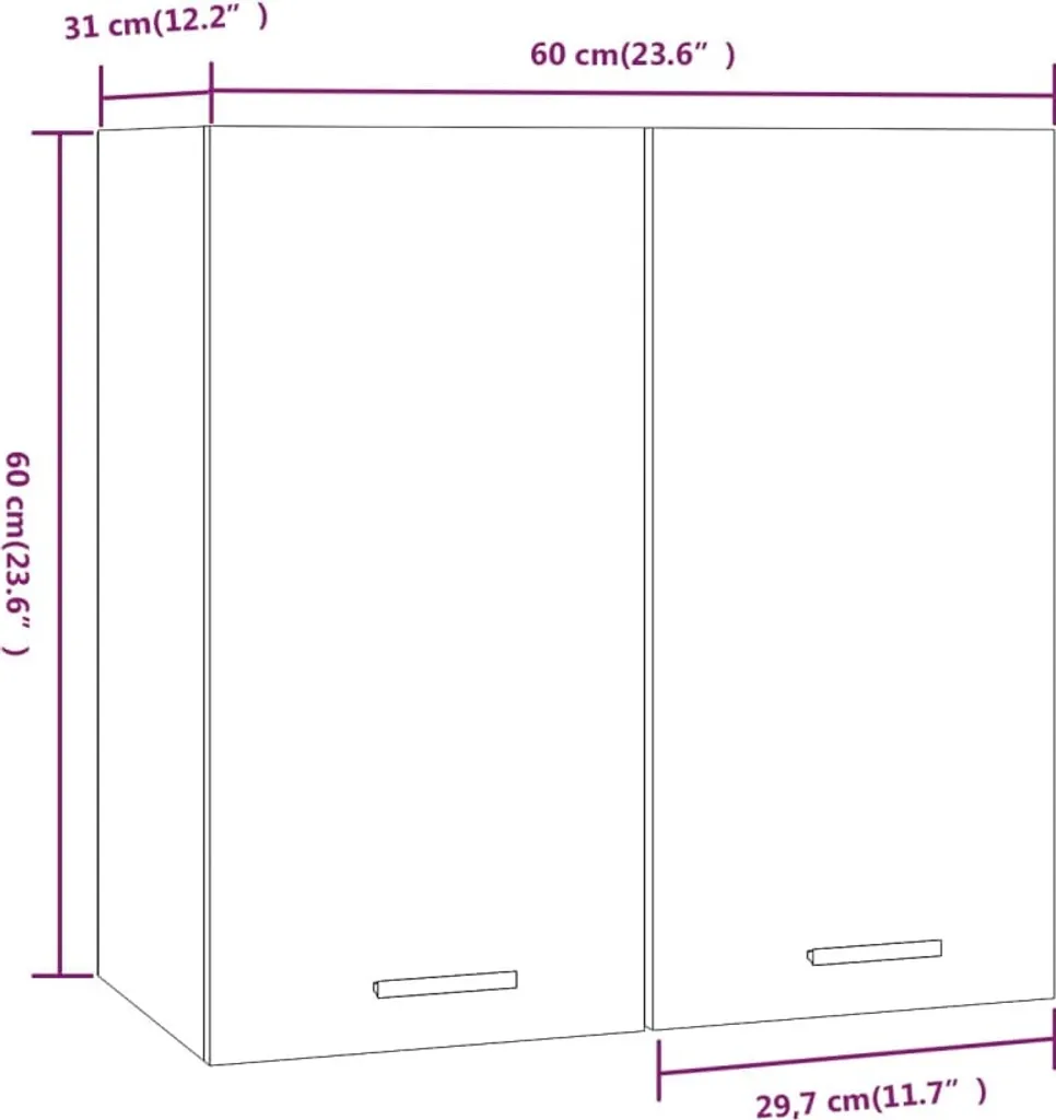 vidaXL Armadio a muro in rovere fumé 60x31x60 cm materiale a base di legno - Armadi da cucina - 10