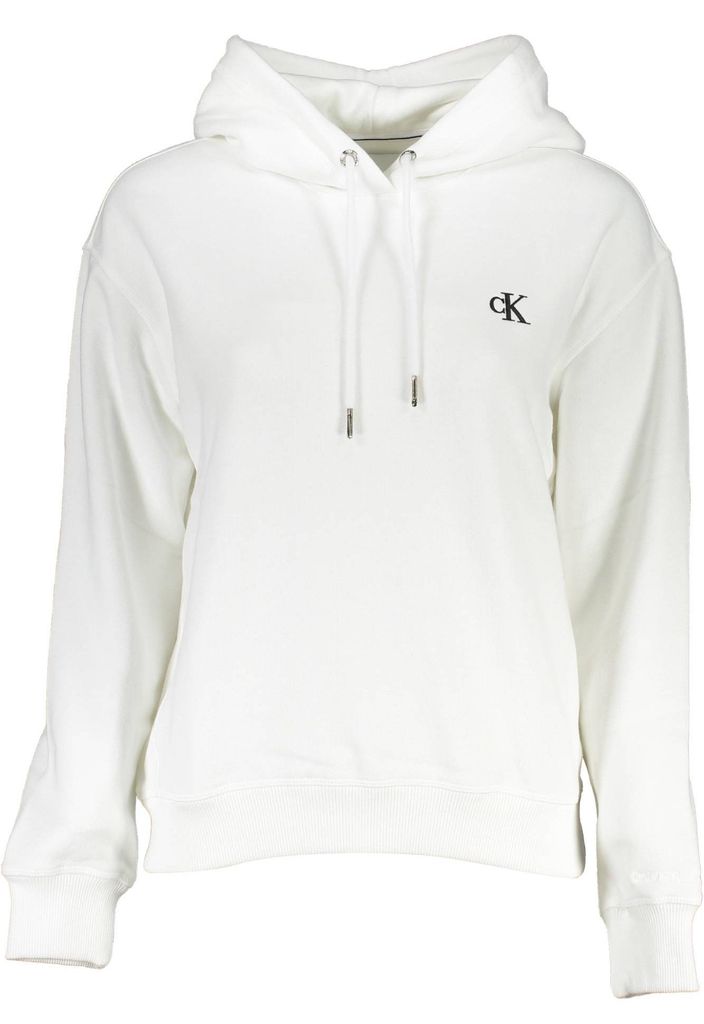 Weißes Damen Sweatshirt ohne Reißverschluss mit Kapuze & Stickerei