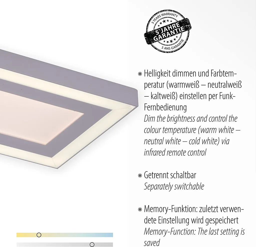 Plafonnier LED Panneau Rectangulaire 100 cm à Intensité Variable Dimmable - 14