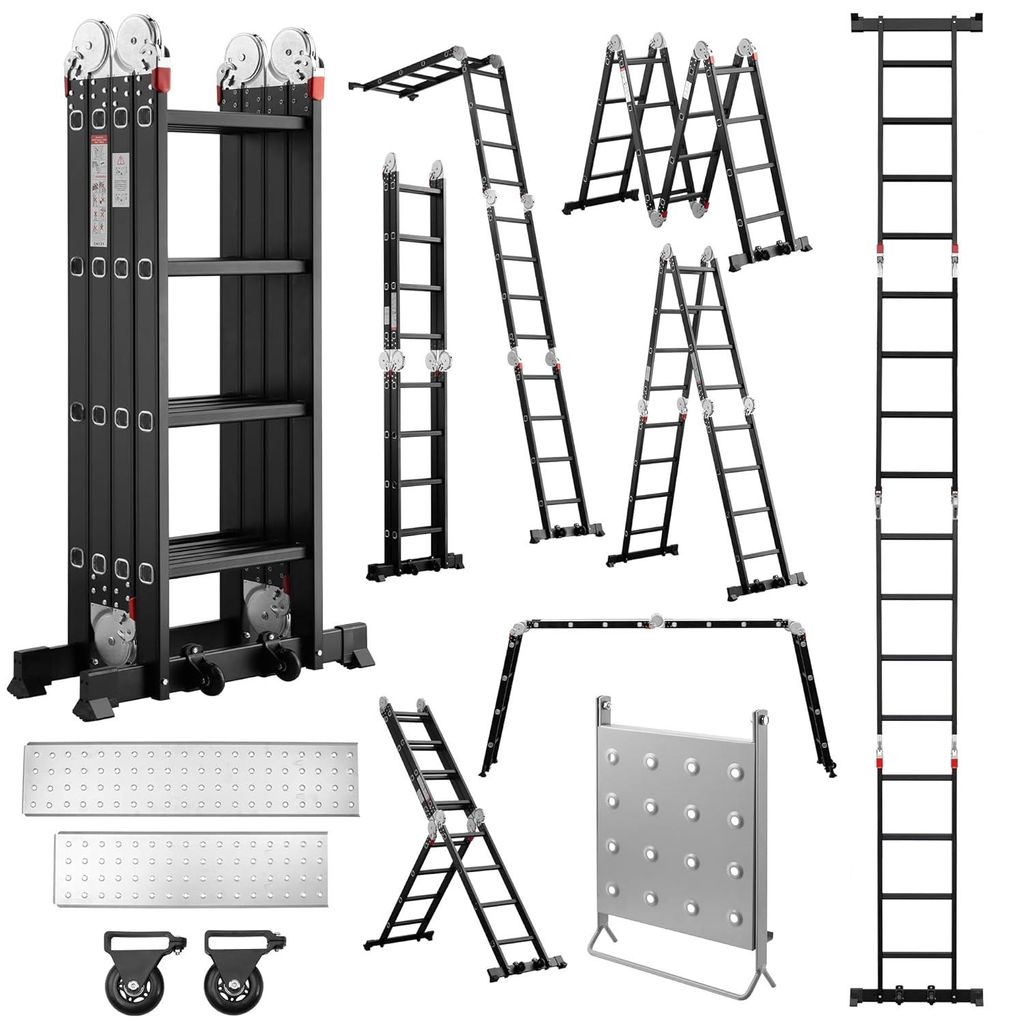 Teeno 7-in-1 klapladder van aluminium, 4,7 meter, met 2 Productafbeelding 