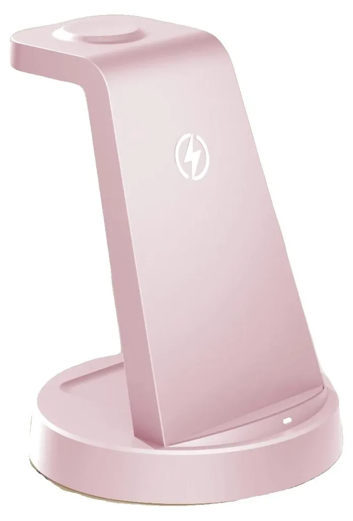Chargeur induction 3-en-1 rose station de charge rapide multi-appareil