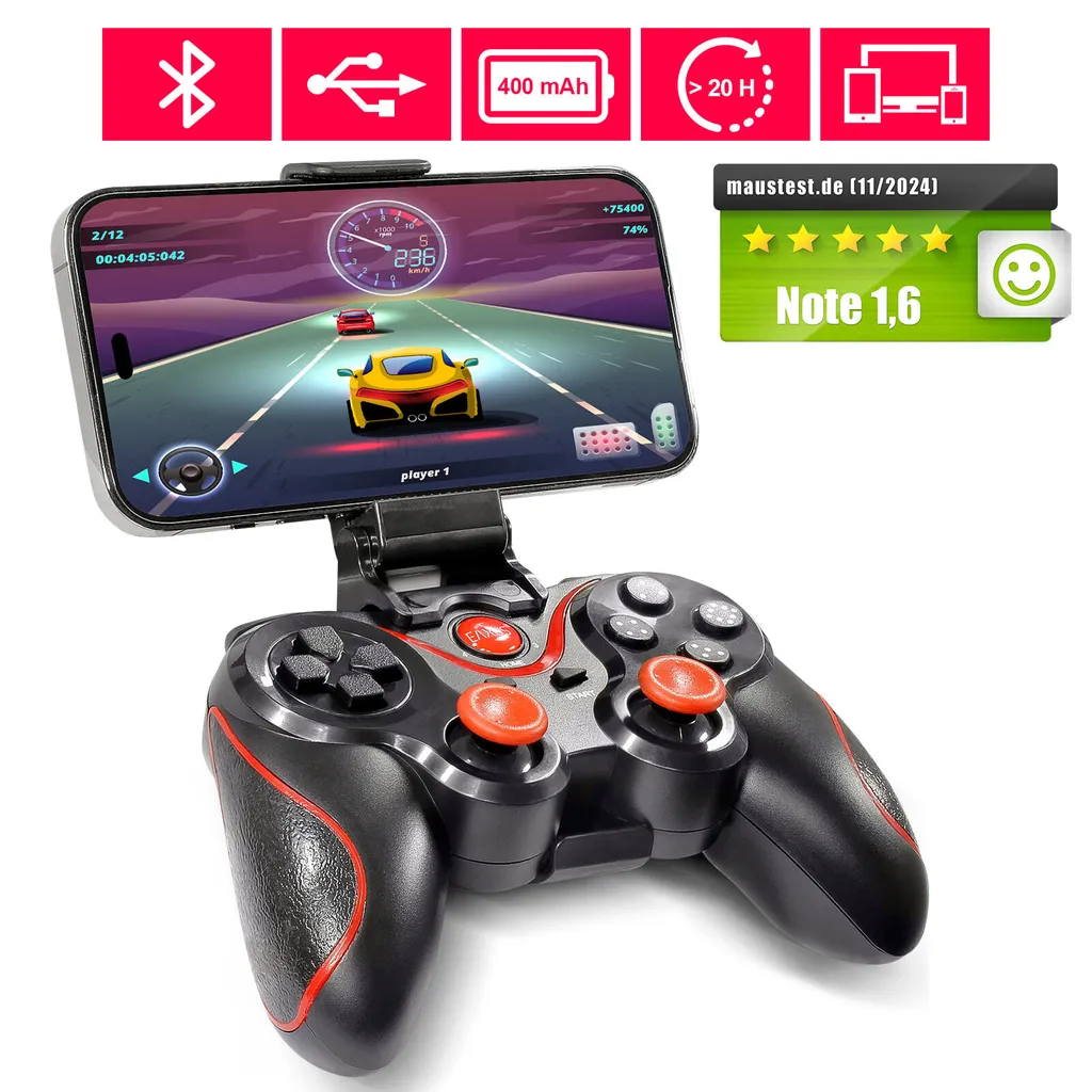 Manette de jeu Bluetooth compatible PS3 et Android Eaxus Noire - 2
