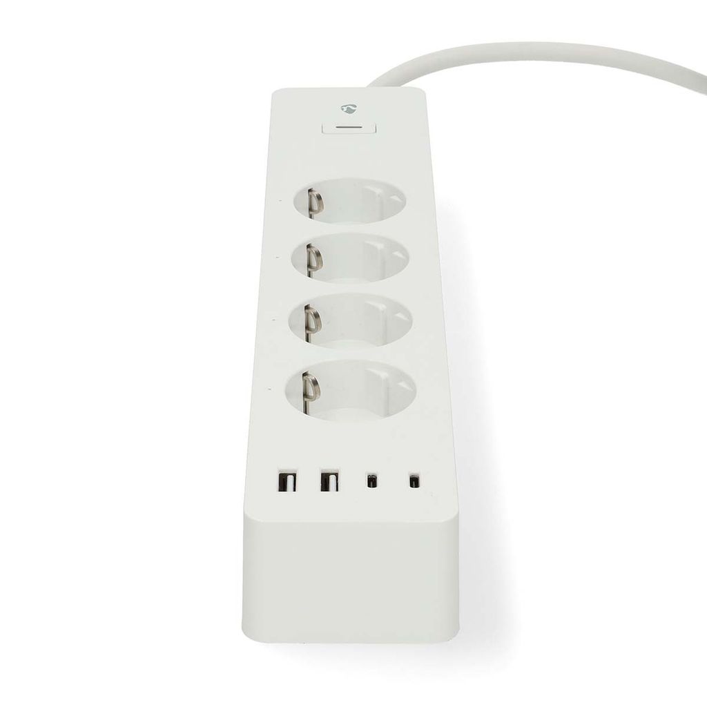 Nedis SmartLife Power Strip - 2x USB-A / 2x USB-C / 4x plug with earth contact (CEE 7/3) - 16.0 A - 3680 W - 2.00 m - 0 - 55 °C - Android / IOS - ...