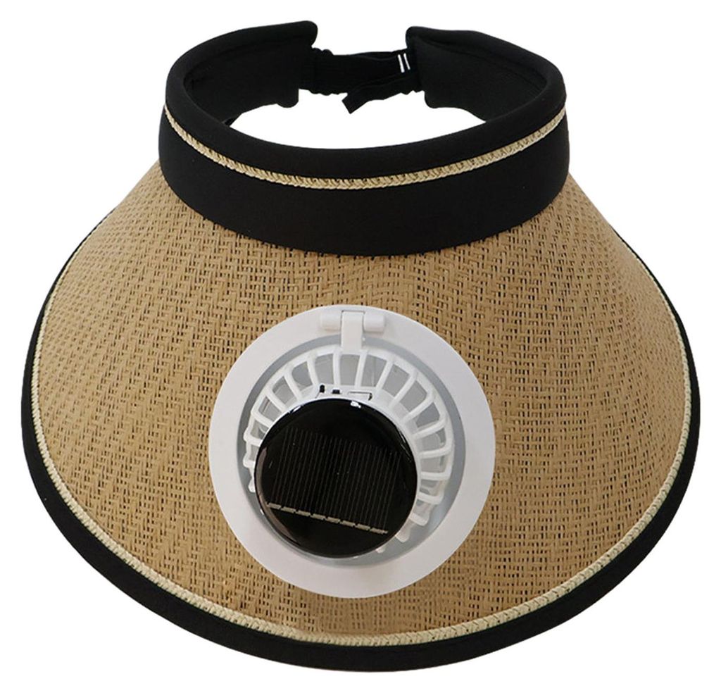 Sonnenhut mit offenem Oberteil, verlängerter Krempe, vollständigem Gesichtsschutz, integriertem, solarbetriebenem Ventilator und verstellbarem Ko...