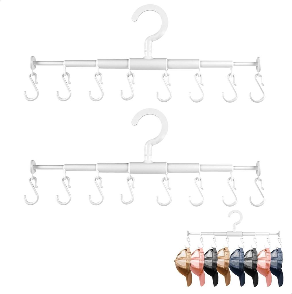 Cap Organizer, Cap Halter, Ausziehbares Kappenhalter, Basecap Halterung Wand mit 8 Haken, Mš¹tzenhalter zum Aufh?ngen von Hš¹ten, Krawatten, Sc...