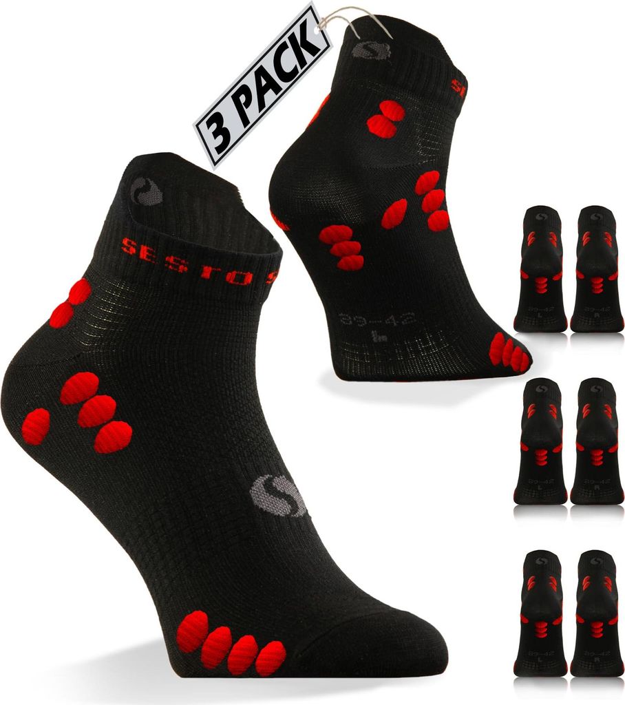 Sesto Senso Quarter Sportsocken – elastisch und atmungsaktiv, ideal für Laufen, Radfahren und Wandern, Unisex Herren Damen, Schwarz, Größe 35-...