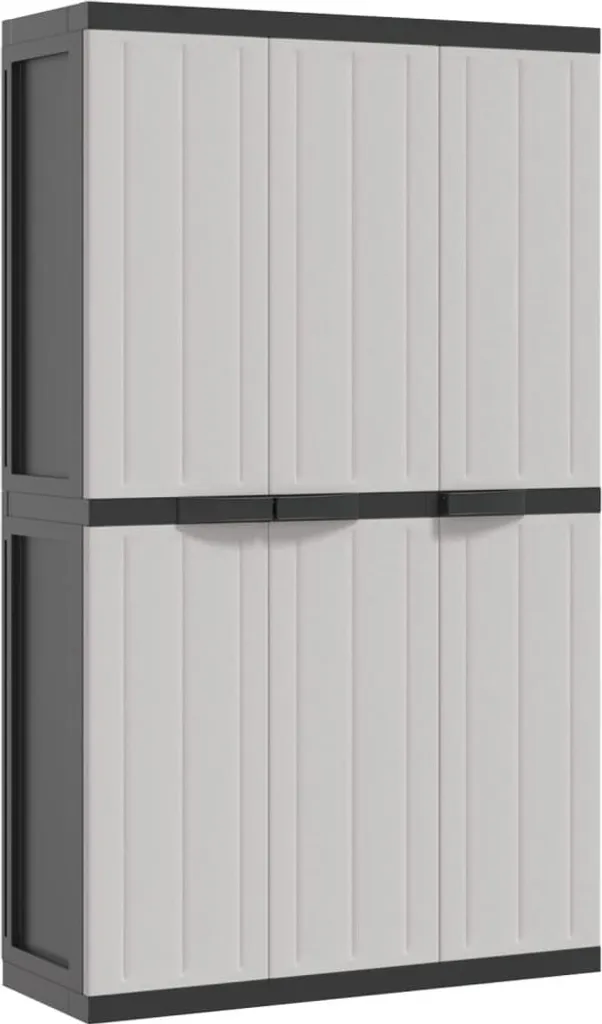 Armoire de jardin gris et noir 97x37x165 cm PP - Rangement extérieur