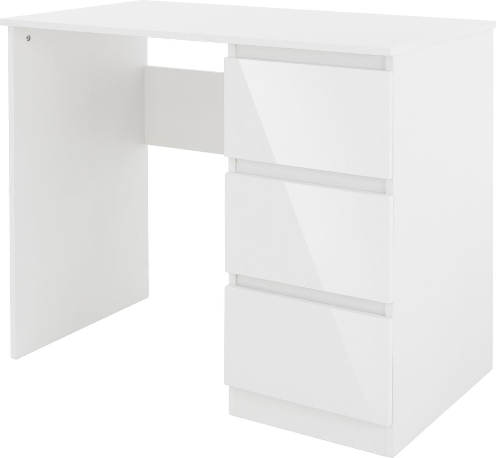 ML-Design Schreibtisch mit 3 Schubladen, 90x76x50 cm, Weiß, Produktbild 