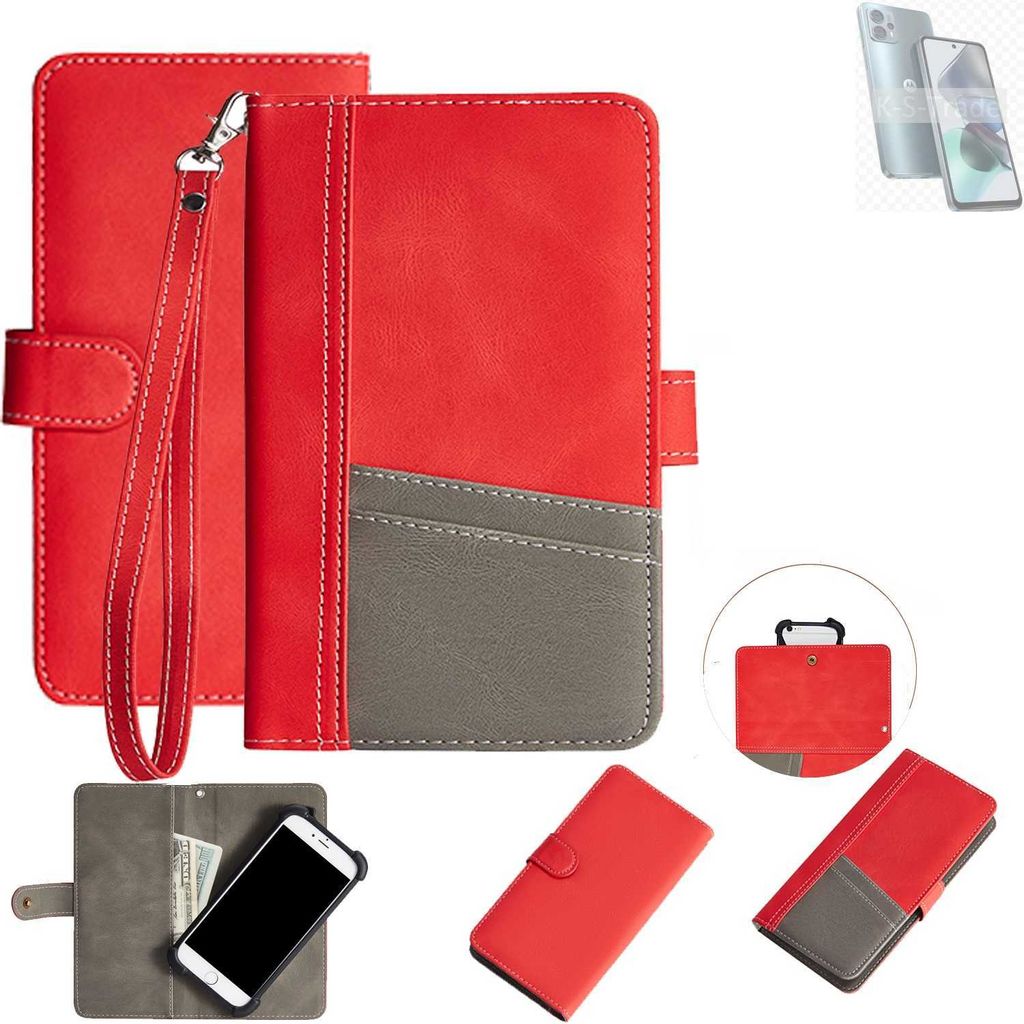 K-S-Trade Handy Schutzhülle kompatibel mit Motorola Moto G23 Hülle Portemonnee Brieftasche Klapphülle Kartenfächer Flip Wallet Case Etui