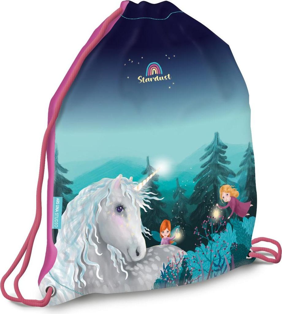 Ars Una Schuhbeutel für Kinder, Schule und Kindergarten, Sportbeutel, Gymsack, Turnbeutel, Stardust - Einhorn und Feen, türkis, für Mädchen