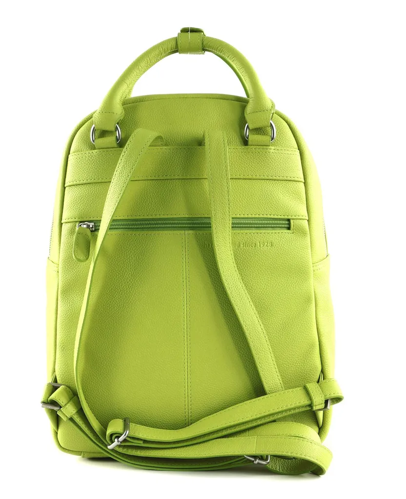 Sac à dos loisirs PICARD Luis en cuir souple couleur vert clair lime - 3