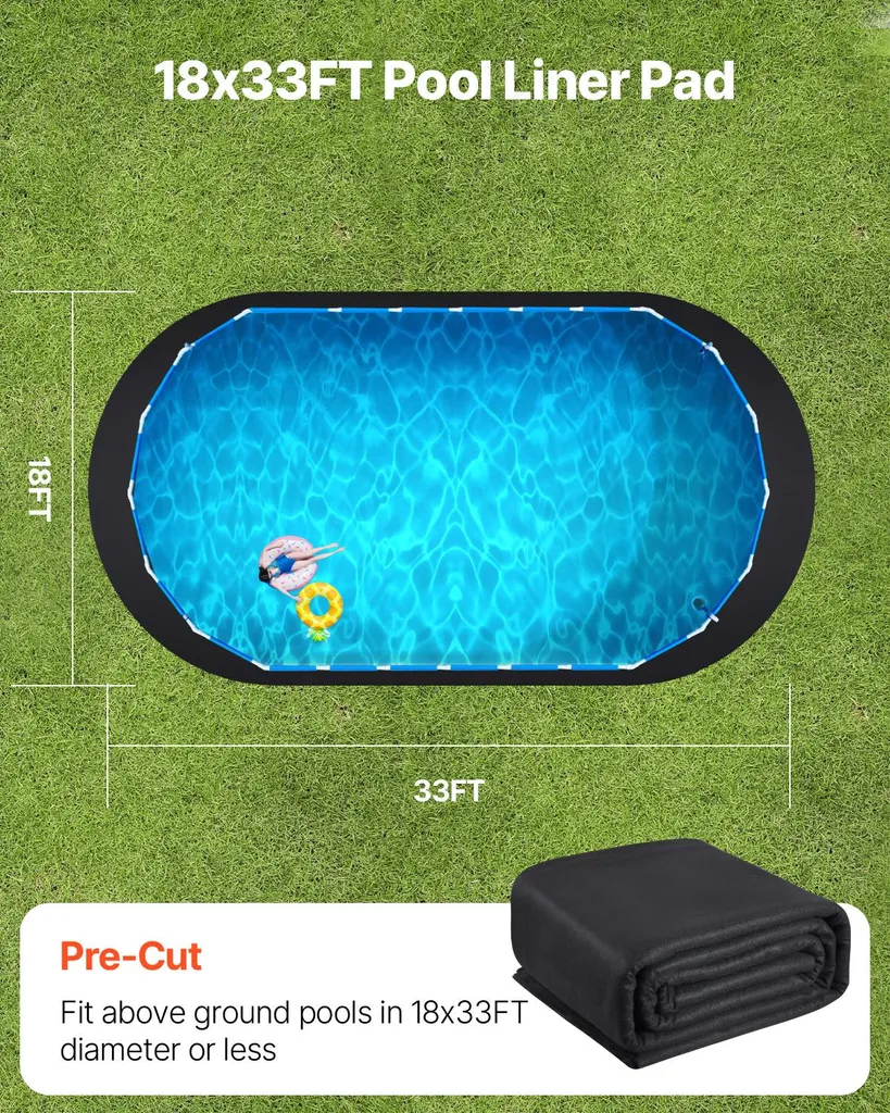 Sottotappeto per piscine VEVOR, 5,5x10 m, per piscine fuori terra, tappetino per piscina extra spesso, impedisce le forature, telo geotessile per pavimento, prolunga la durata del liner, telo di protezione per pavimento - 5