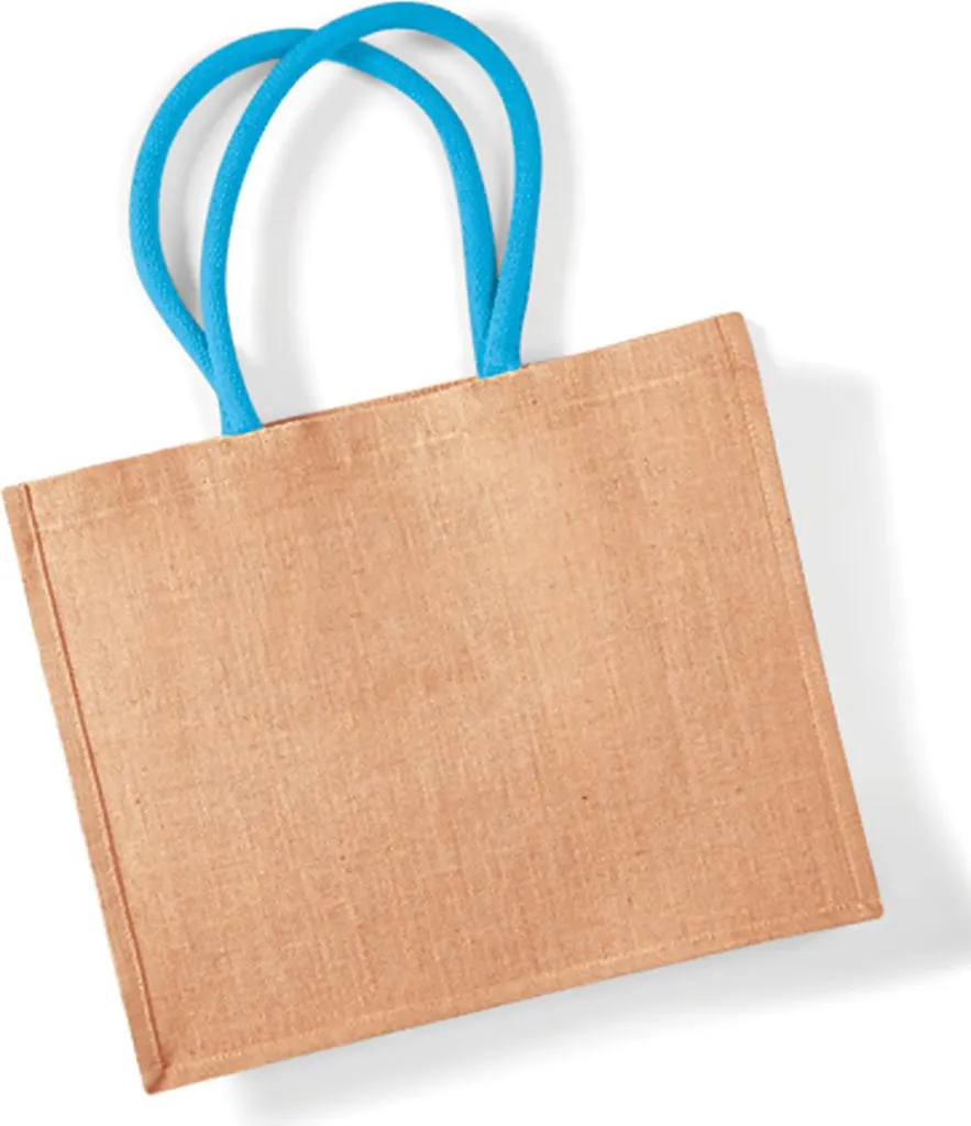 Westford Mill W407 Jute Shopper Natural Surf Blue | Borsa Spesa Resistente