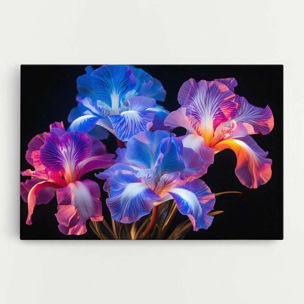 ARTHUB Leinwandbild 50x70 cm, Blue Light Iris | Wohnzimmerdekoration, Hängende Bilder, Wanddekoration, Heimdekoration, Blumen, Iris