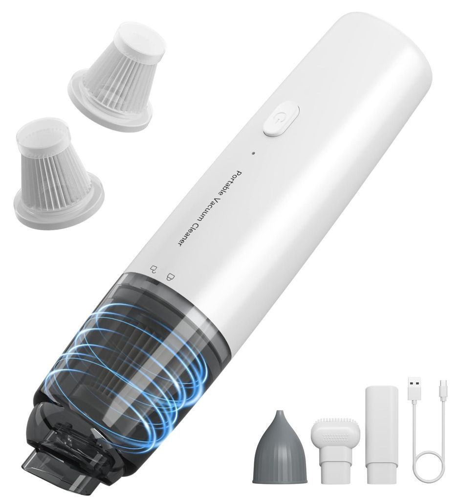 Kabelloser Handstaubsauger tragbar - mit HEPA-Filter, wiederaufladbar für Auto & Haushalt