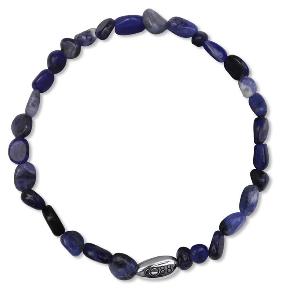 CO88 Collection 8CB-91124-S-M Stenen Armband Sodaliet - 4 tot 8mm - 17,5cm - Rekbaar - Blauw