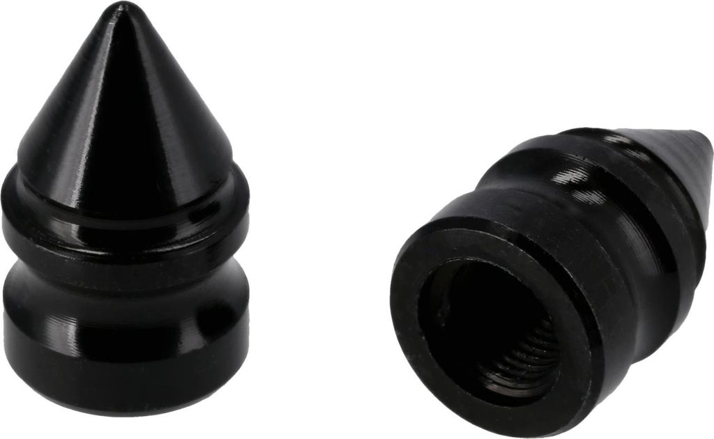 Set: 2x Ventilkappe "Dorn", Schwarz eloxiert