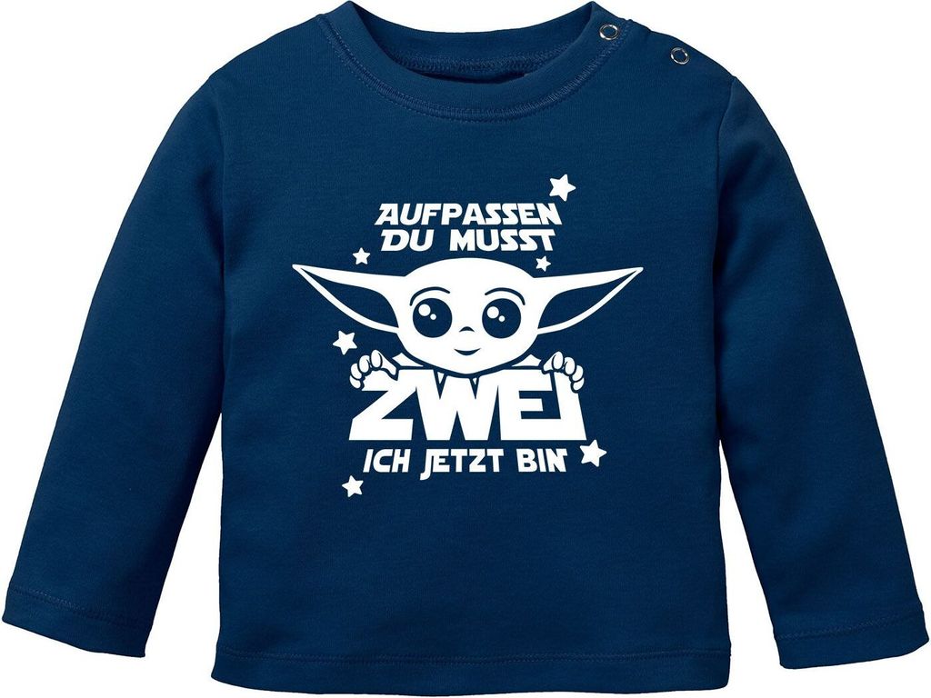 Baby Langarm-Shirt Baby Parodie 1 / 2 Geburtstag Spruch Geburtstagsshirt Baumwolle Junge/Mädchen MoonWorks 2 ich jetzt bin navy 92/98 (16-24-Mon...