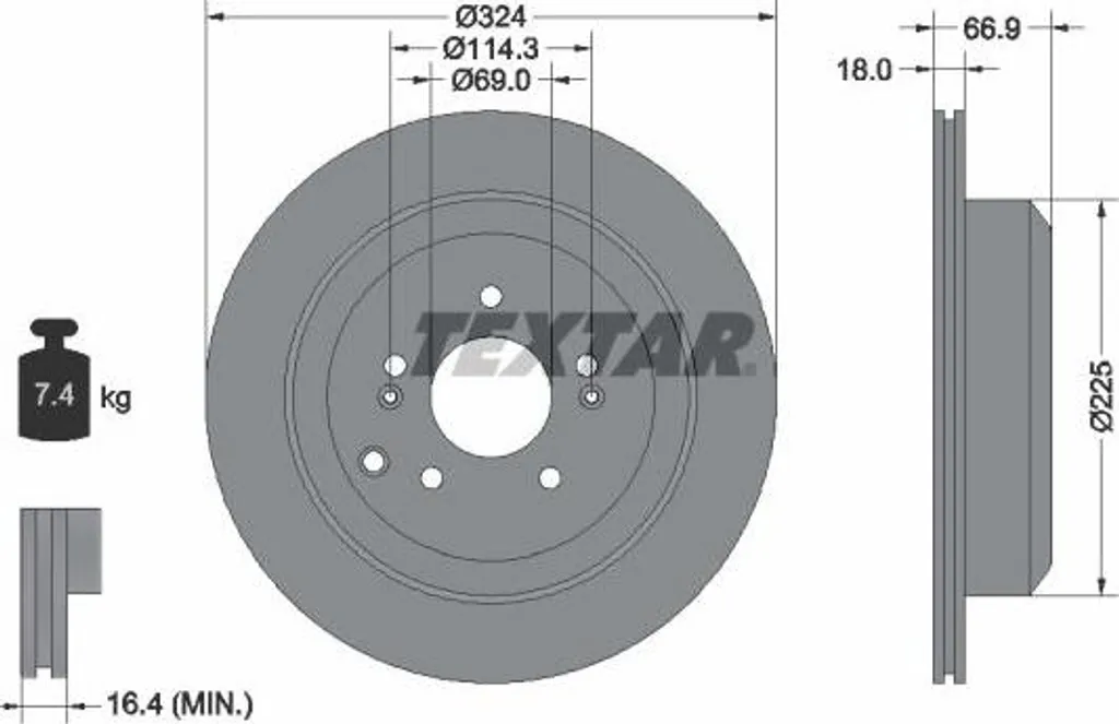 Solution freinage iX55 : Disque de frein TEXTAR 92242603 OE 584113J500