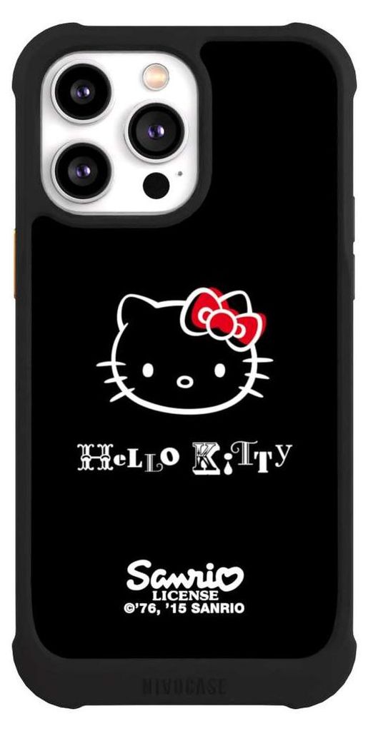 NIVOCASE Hülle für Apple iPhone 14 Pro Max Stoßfeste Handyhülle NIVOmax Case Schwarz Fanartikel Hello Kitty Kawaii
