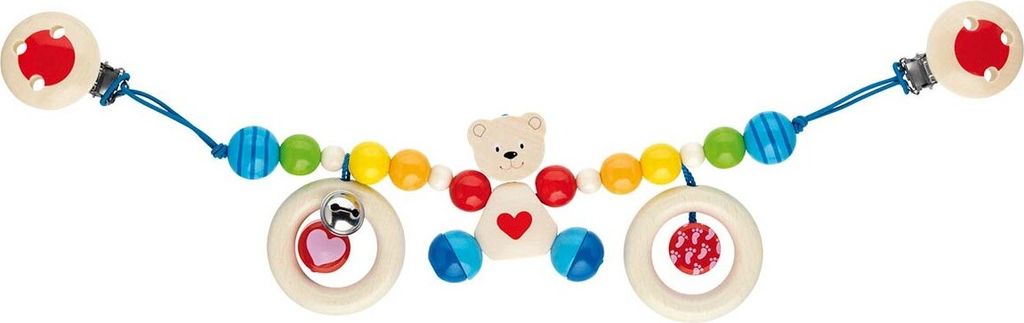 Heimess 763850 Kinderwagenkette Herzbär mit Clips, bunt