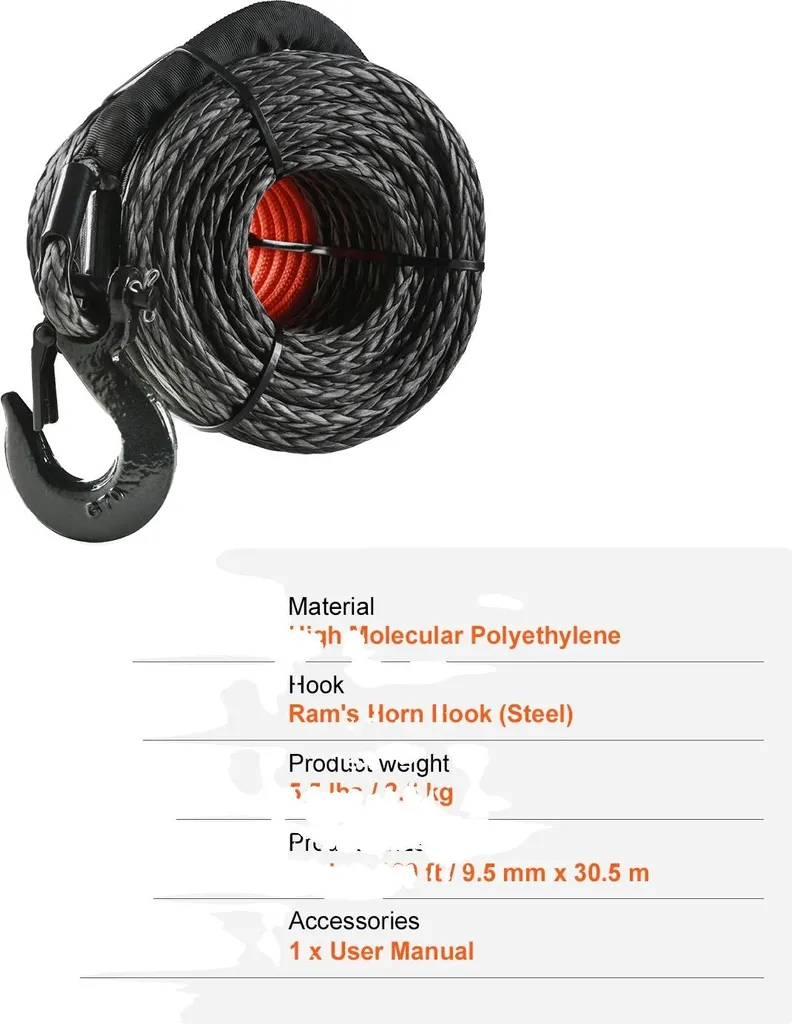 Corde de Treuil Synthétique Haute Résistance 12T pour 4x4 et Remorquage