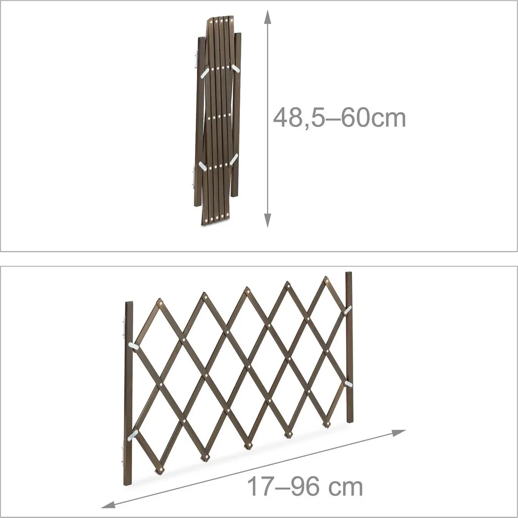 Barrière extensible pour chien marron en bois - Sécurité ajustable