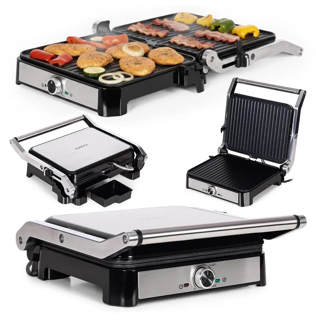 Gril électrique antiadhésif 2000W : cuisson saine et ouverture à 180°