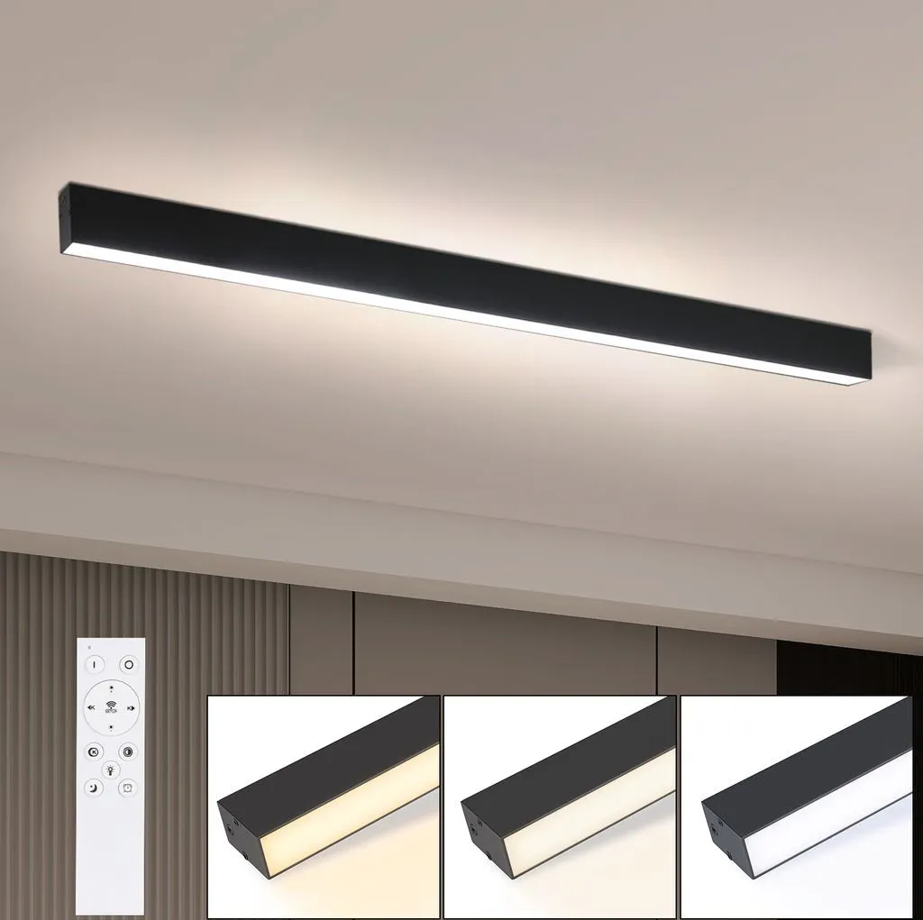 ZMH LED plafoniera soffitto soggiorno 32W moderna plafoniera nera 107 CM dimmerabile con telecomando per camera da letto cucina ufficio