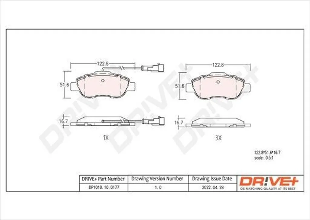 Jeu de plaquettes de frein avant OE 71772815 pour Fiat Fiorino et Qubo