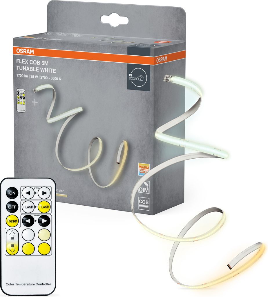 Osram FLEX COB 5M LED-Streifen mit Fernbedienung für flexibles Lichtdesign