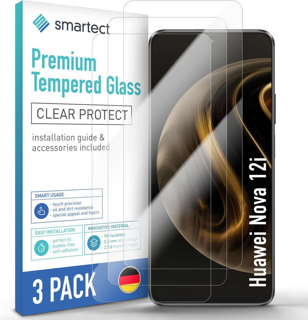 3x Schutzglas Panzerfolie Klar für Huawei Nova 12i Displayschutz
