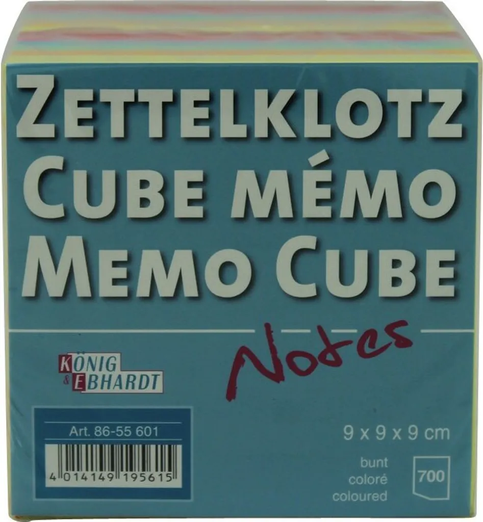 Recharge de feuilles pour boîte à fiches cube 9 cm König & Ebhardt 8655603
