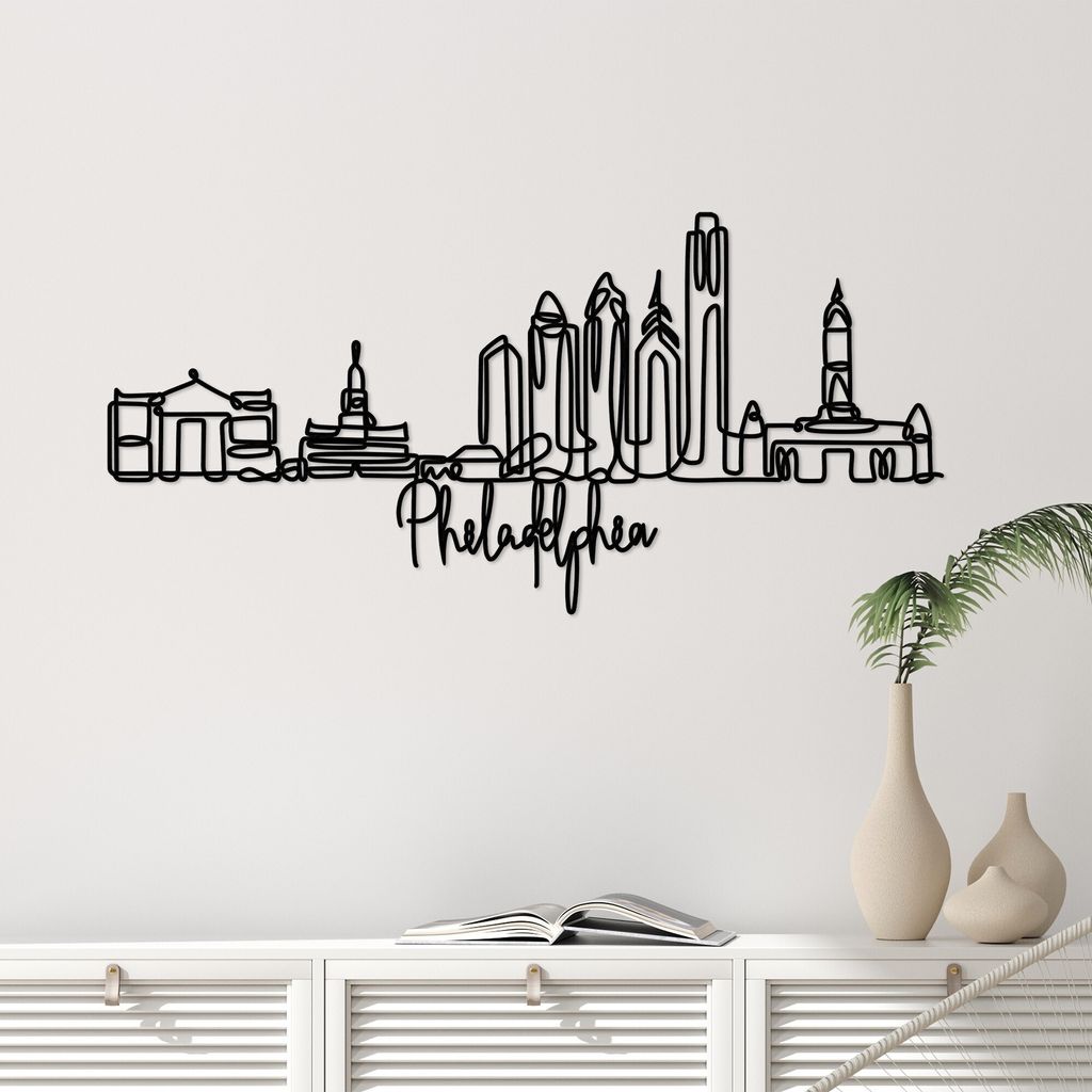 Wallity, Philadelphia- DYU1151, Schwarz, Sonstige Wohndekorationen, 120 x 57 x 1,5 cm, 100% Metall