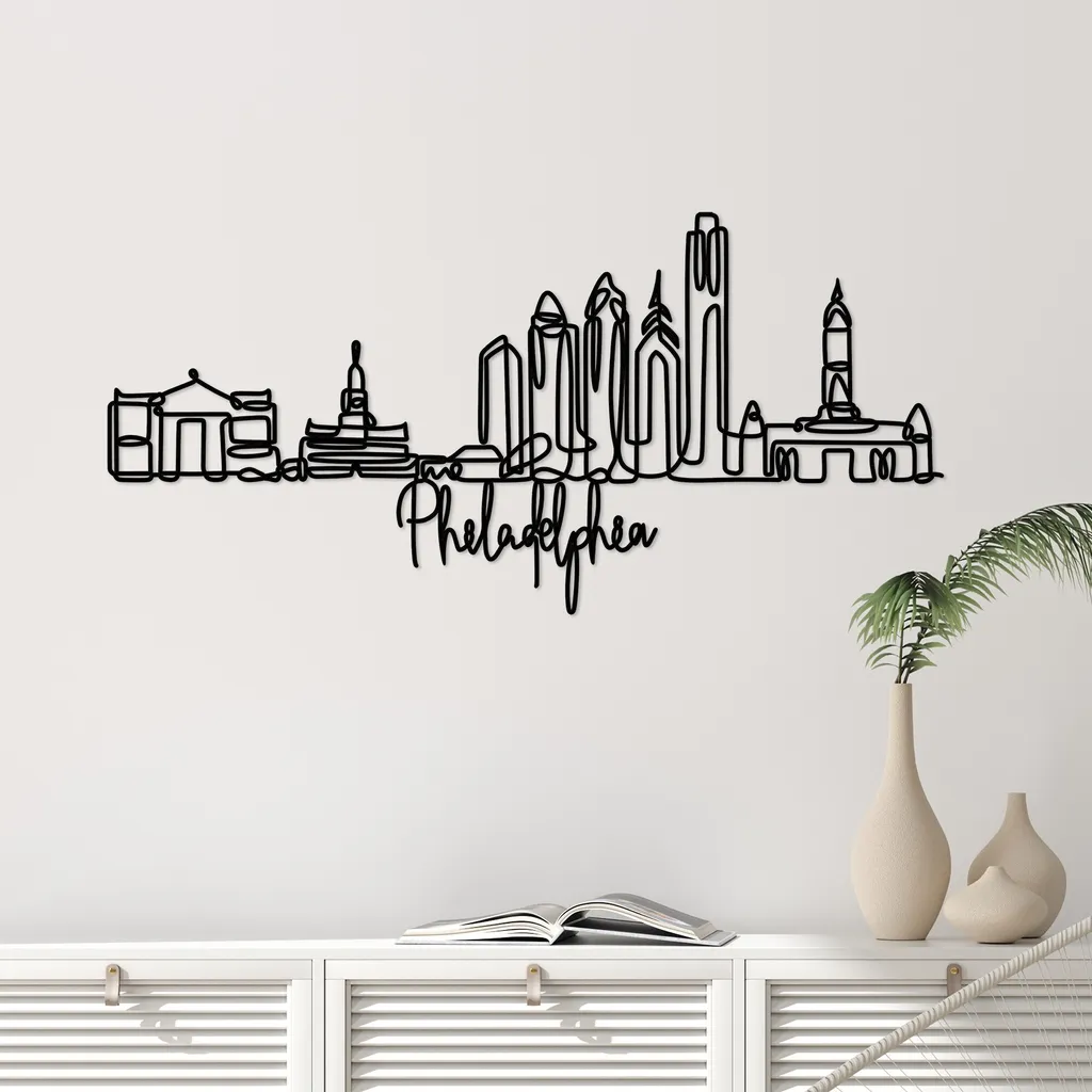 Wallity Philadelphia DYU1151 Décoration Murale Métal Noir 120x57cm