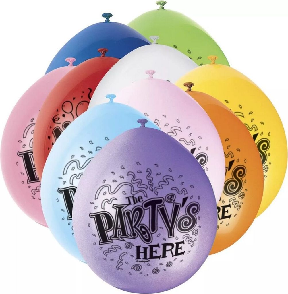 Ballons "The Partys Here", Latex 10er-Pack SG37949 (Einheitsgröße) (Bunt)