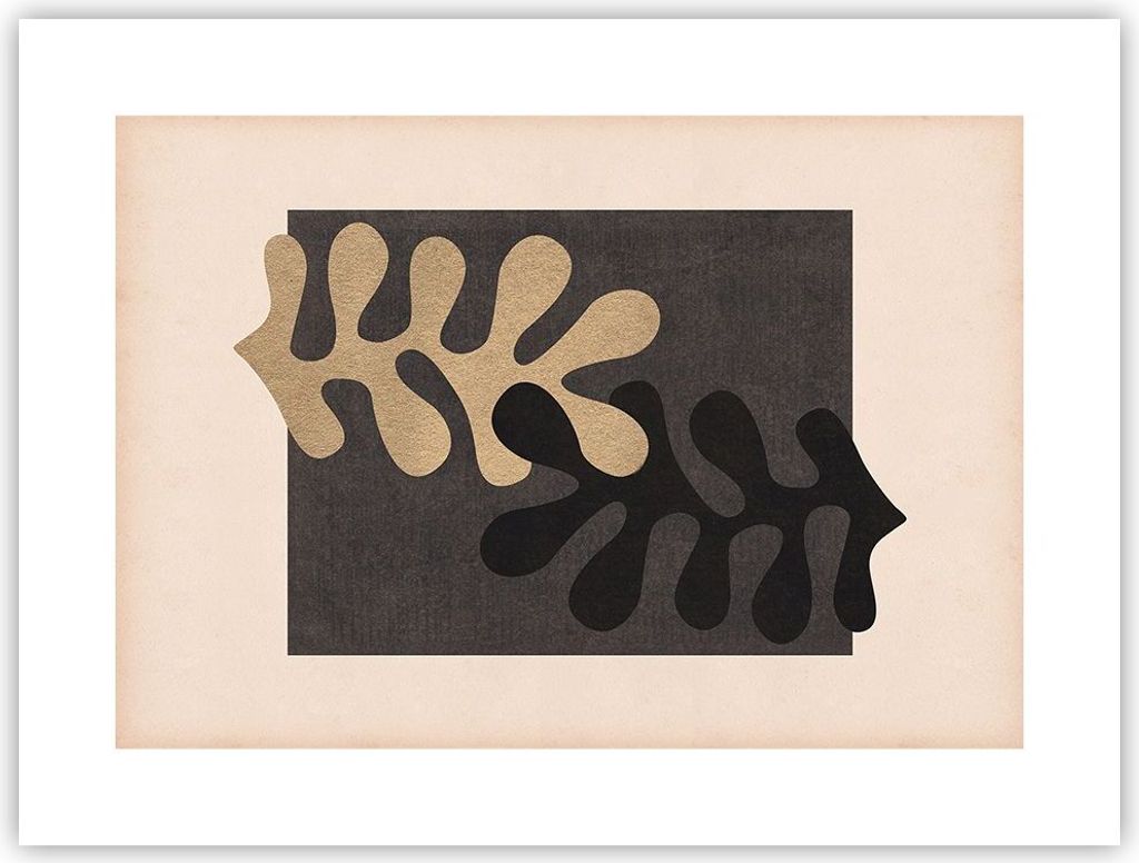 Poster - Poster ohne Rahmen - Blätter Form Figur - 40x30 cm - Wand Bild - Wanddeko - Wandbilder - Kunstposter - Wandposter - Bilder - Kunstdruck -...