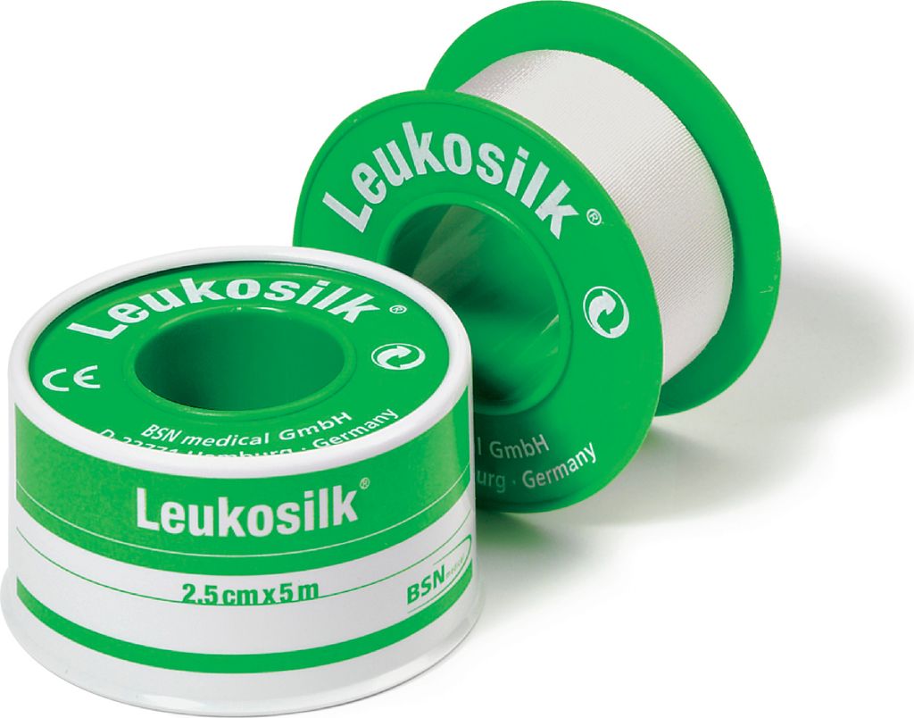 BSN medical Leukosilk, 500 x 1,25 cm, Rund, Grün, Weiß, CE, Produktbild 