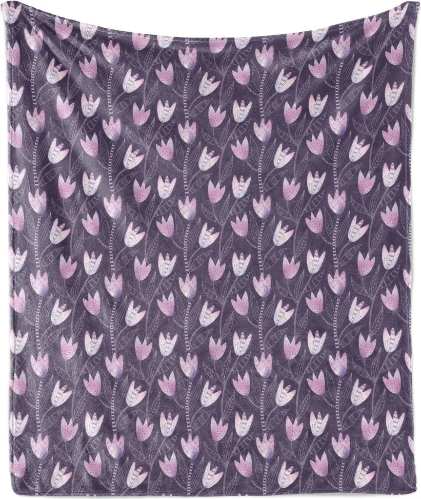 ABAKUHAUS Coperta Tulipani Viola 175x230 cm - Morbida Flanella di Lusso