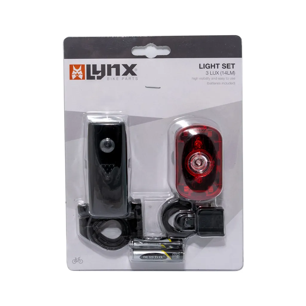 Lampe Vélo LED Lynx Puissante - Set Éclairage Avant Rouge Arrière Noir