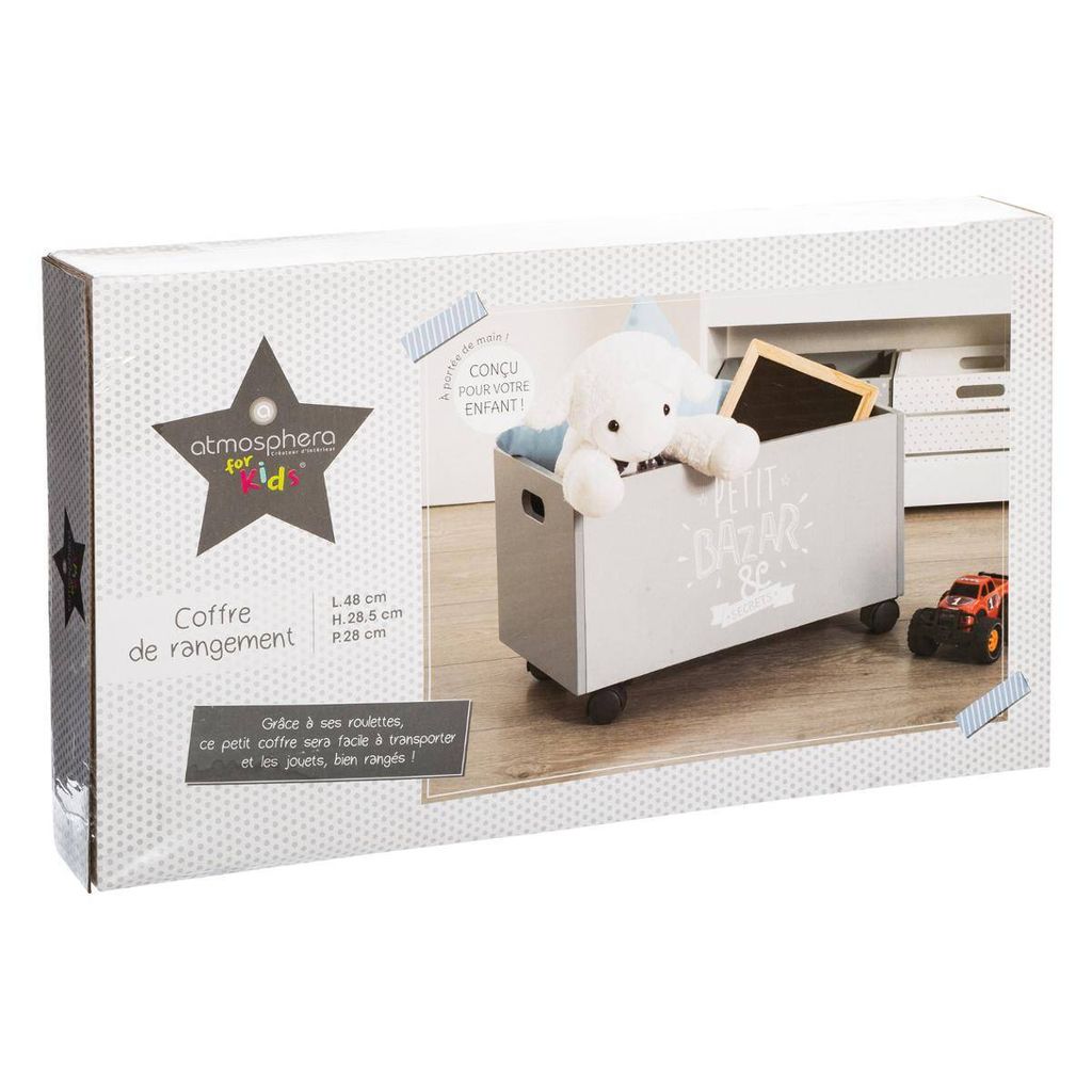 Spielzeugtruhe grau mit Rollen - Atmosphera créateur Produktbild 2