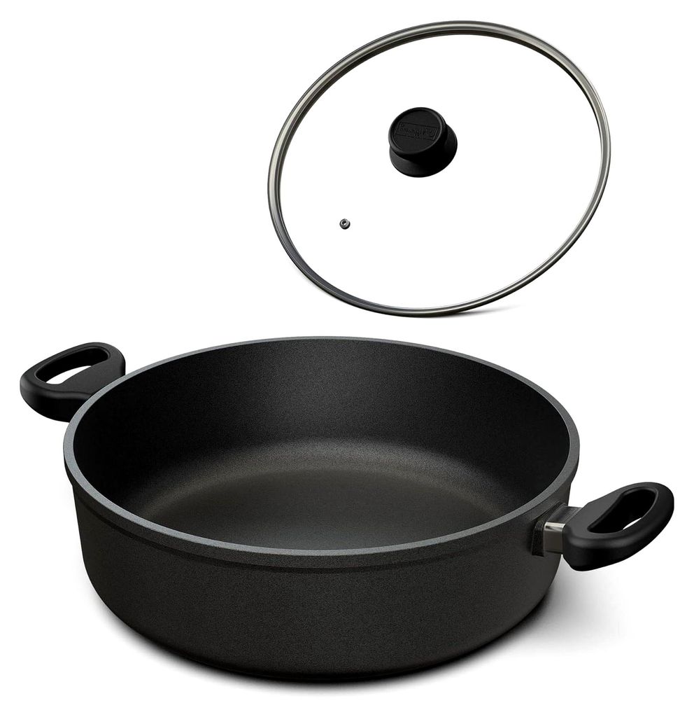 Schmorpfanne 32 cm mit hohem Rand für Induktion, Germany, induktionsgeeignet, antihaftbeschichtet, Bräter, Schmorkasserolle, backofengeeignet