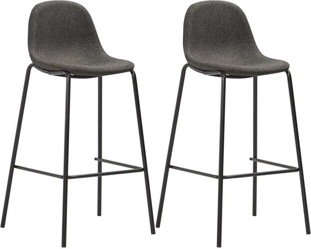 Barhocker 2 Stk. Dunkelgrau Stoff