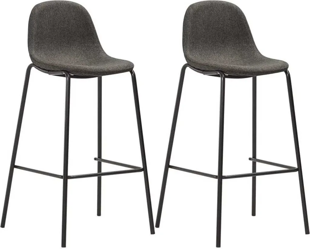 Ensemble mange-debout et 2 tabourets tissu gris foncé - Coin café convivial - 5