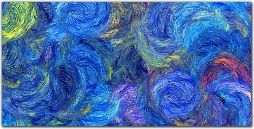 Coloray Bild aus Acryl 140 cm x 70 cm - Wanddekoration Wohnzimmer Bild auf Acrylglas Gehärtetes Acryl Dekoration Küche - Blaue Kreise