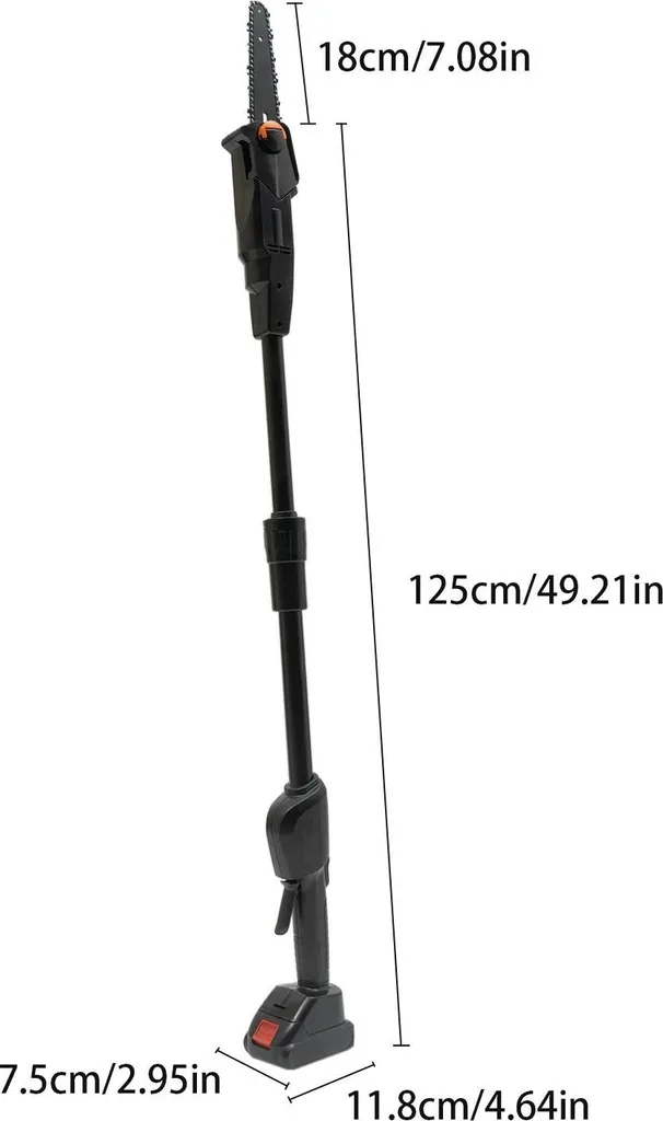 Scie télescopique pour élagage en hauteur sans fil noir moteur puissant
