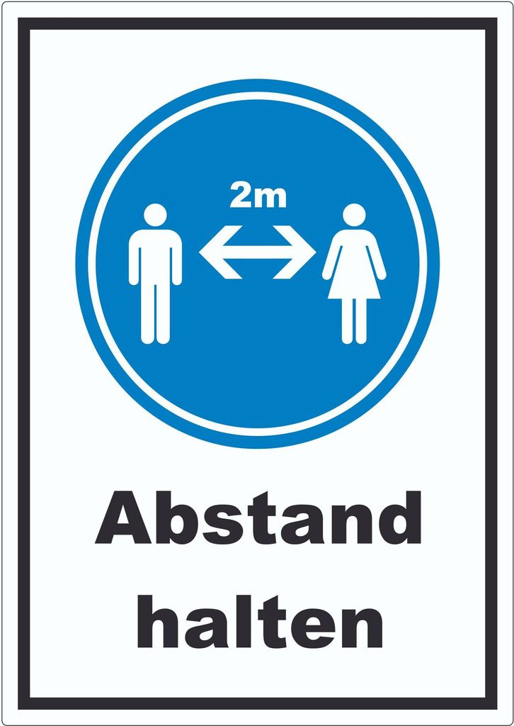 Abstand halten Symbol und Text Aufkleber A5 (148x210mm)