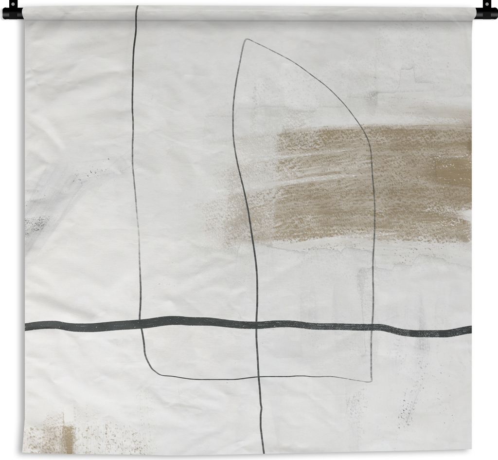 MuchoWow Wandteppich Wandbehang Abstrakt - Linien - Taupe - Design 90x90 cm Tapisserie Dekoration Wandtuch - Wandaufhänger