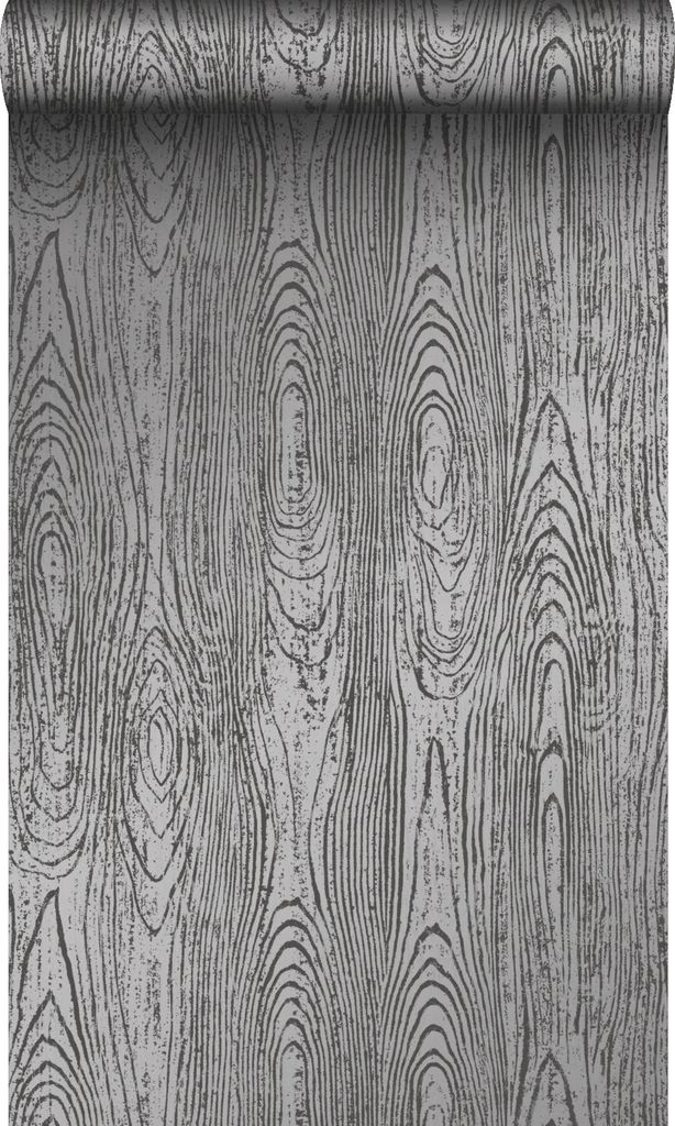 Origin Wallcoverings Tapete Holz-Optik Schwarz 53 cm x 10.05 m