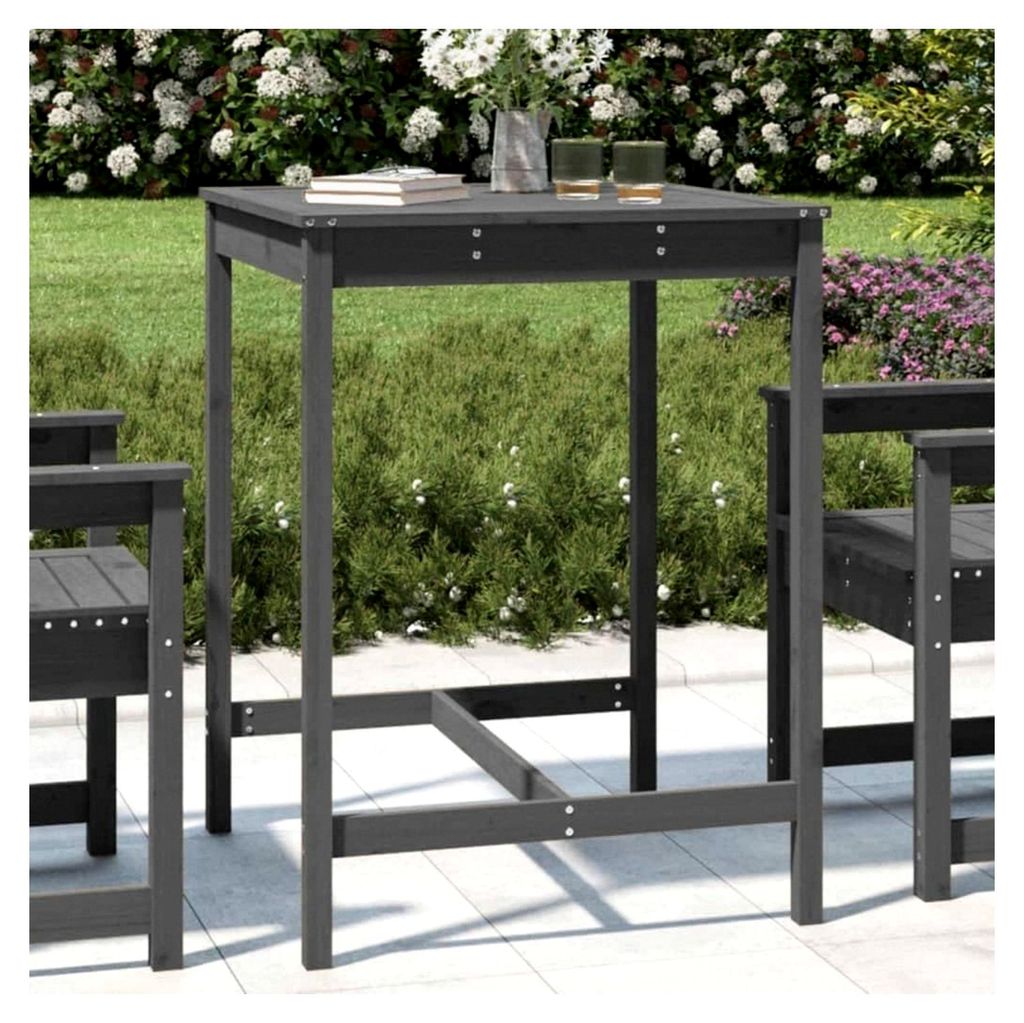 Gartentisch aus Holz, Terrassentisch, Balkontisch, Couchtisch, Gartenmöbel, Esstisch, Esszimmertisch, Teetisch, grau, 82,5x82,5x110 cm, Massivholz...